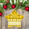 Michigan Wolverines Ceramic Ornament Christmas Pixel Art Tartan Background