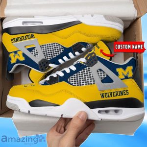 Michigan Wolverines Custom Name Air Jordan 4 Shoes Impressive Gift For Men Women Product Photo 1