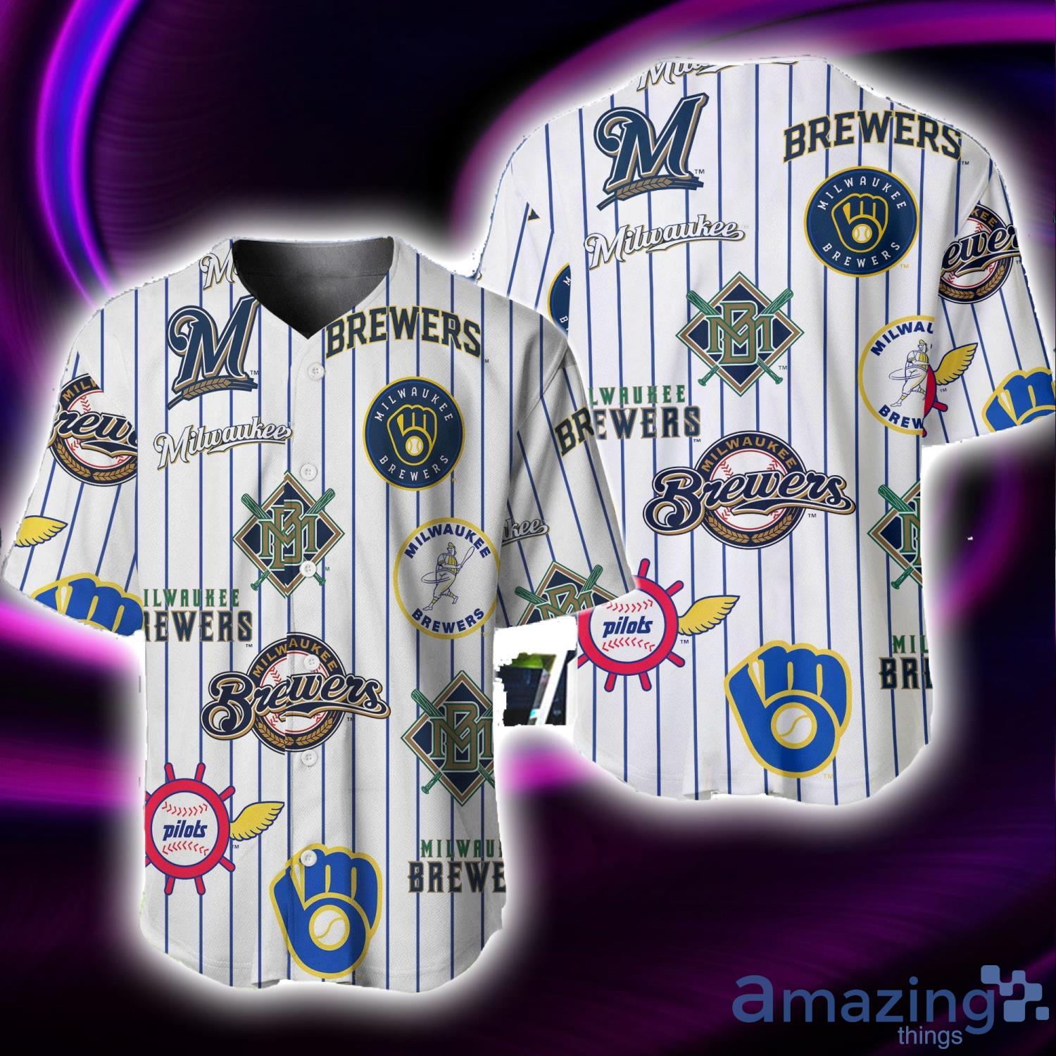 MLB Milwaukee Brewers Youth Boys Poly Button Down Jersey, 2XL 