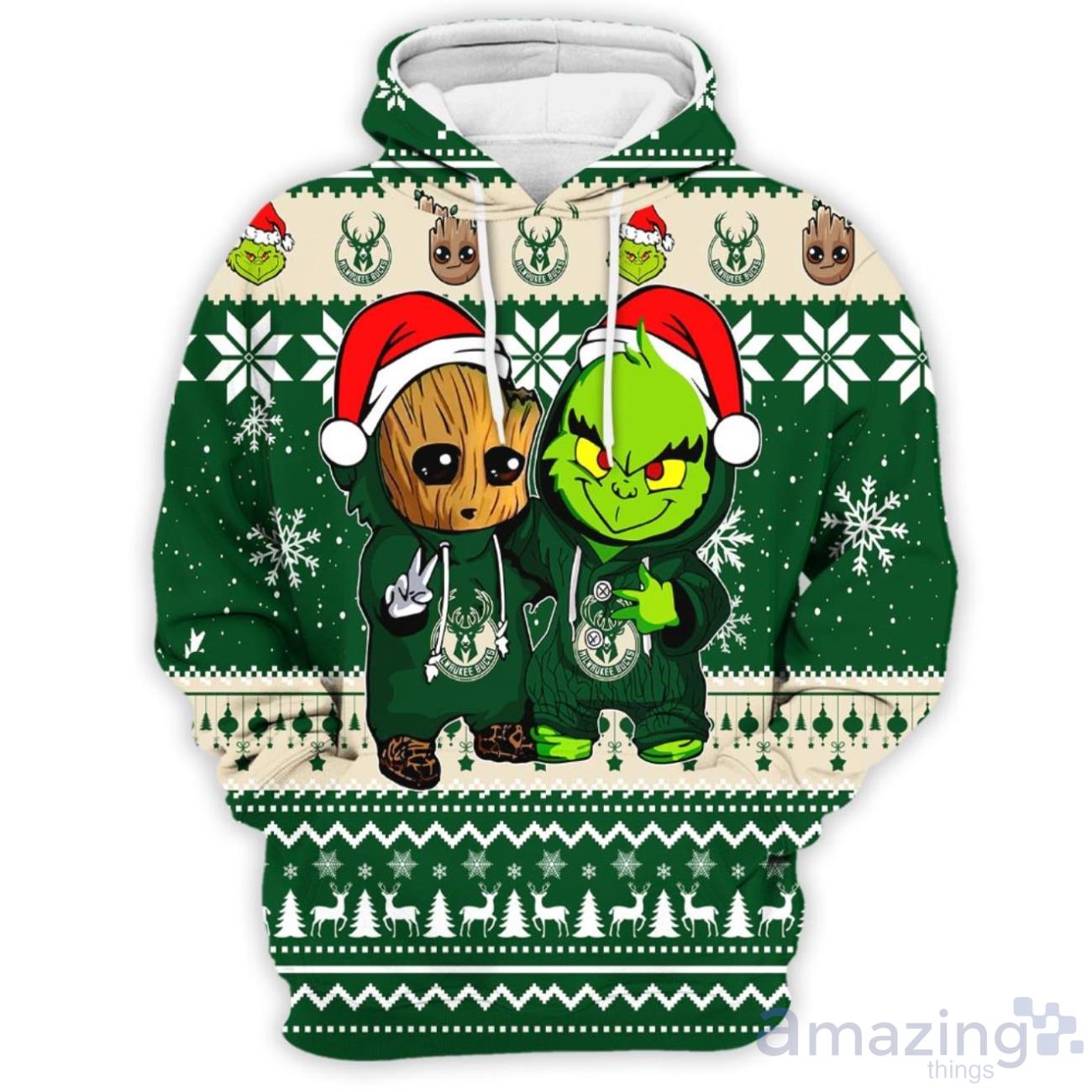 Buffalo Bills Baby Groot And Grinch Best Friends New Trends Christmas Gift  3D Hoodie For Men And Women