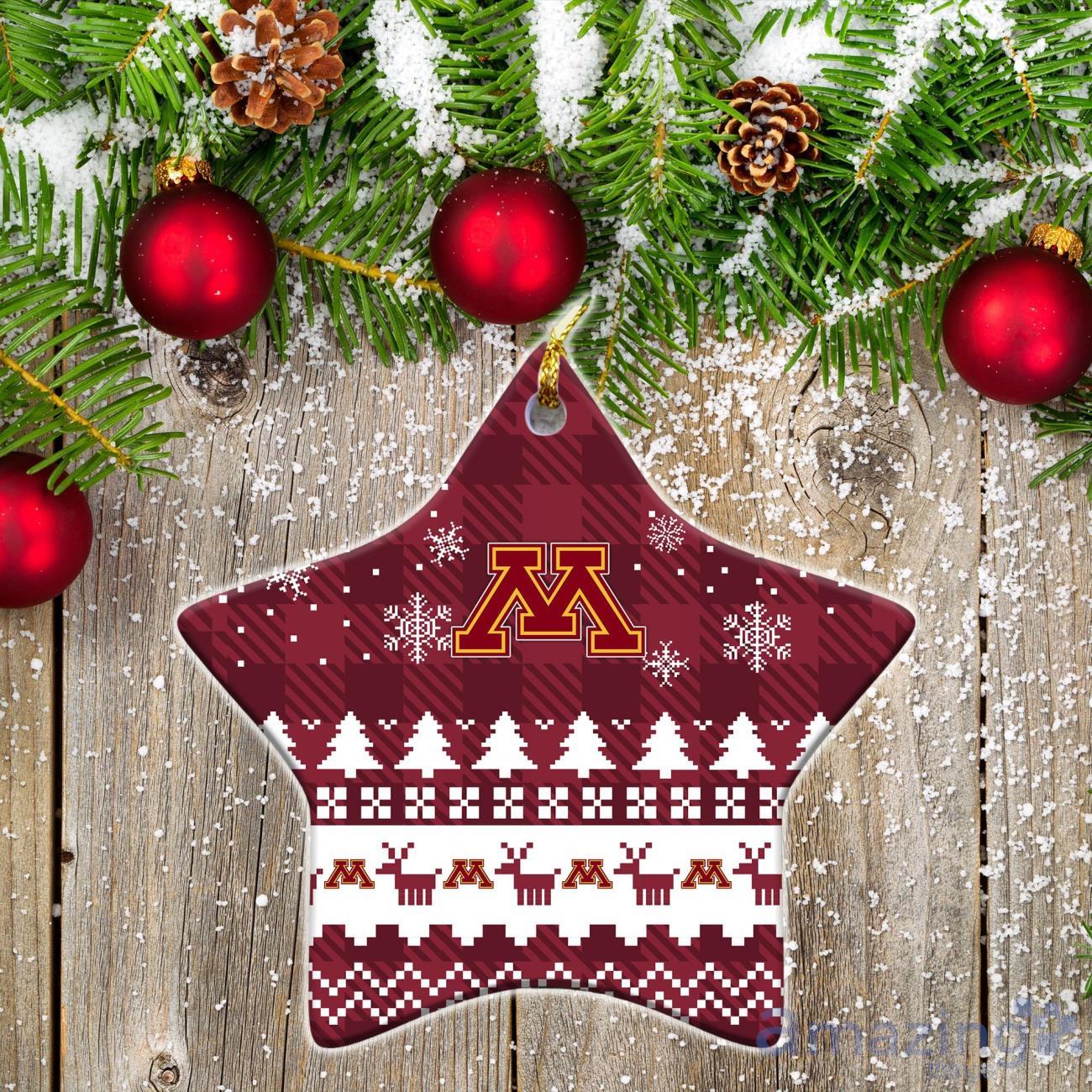 Minnesota Golden Gophers Ceramic Ornament Christmas Pixel Art Tartan Background image Minnesota Golden Gophers Ceramic Ornament Christmas Pixel Art Tartan Background Product Photo 1