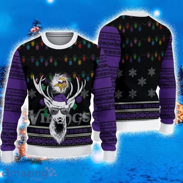 Women's Purple Minnesota Vikings Light-Up V-Neck Ugly Sweater