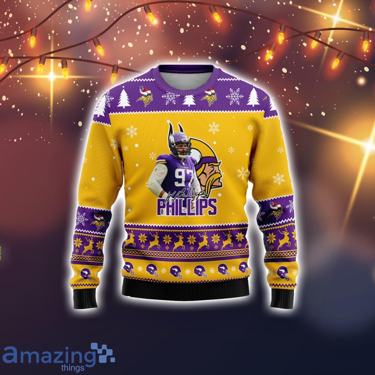 Minnesota Vikings Harrison Phillips I Love You 3000 Sport Player Ugly Christmas Sweater Christmas Gift image Minnesota Vikings Harrison Phillips I Love You 3000 Sport Player Ugly Christmas Sweater Christmas Gift Product Photo 2