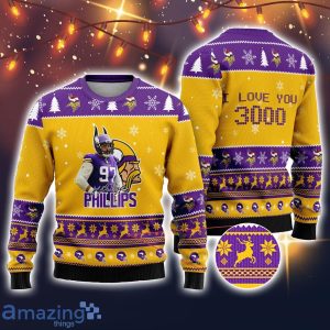 Minnesota Vikings Harrison Phillips I Love You 3000 Sport Player Ugly Christmas Sweater Christmas Gift Product Photo 1