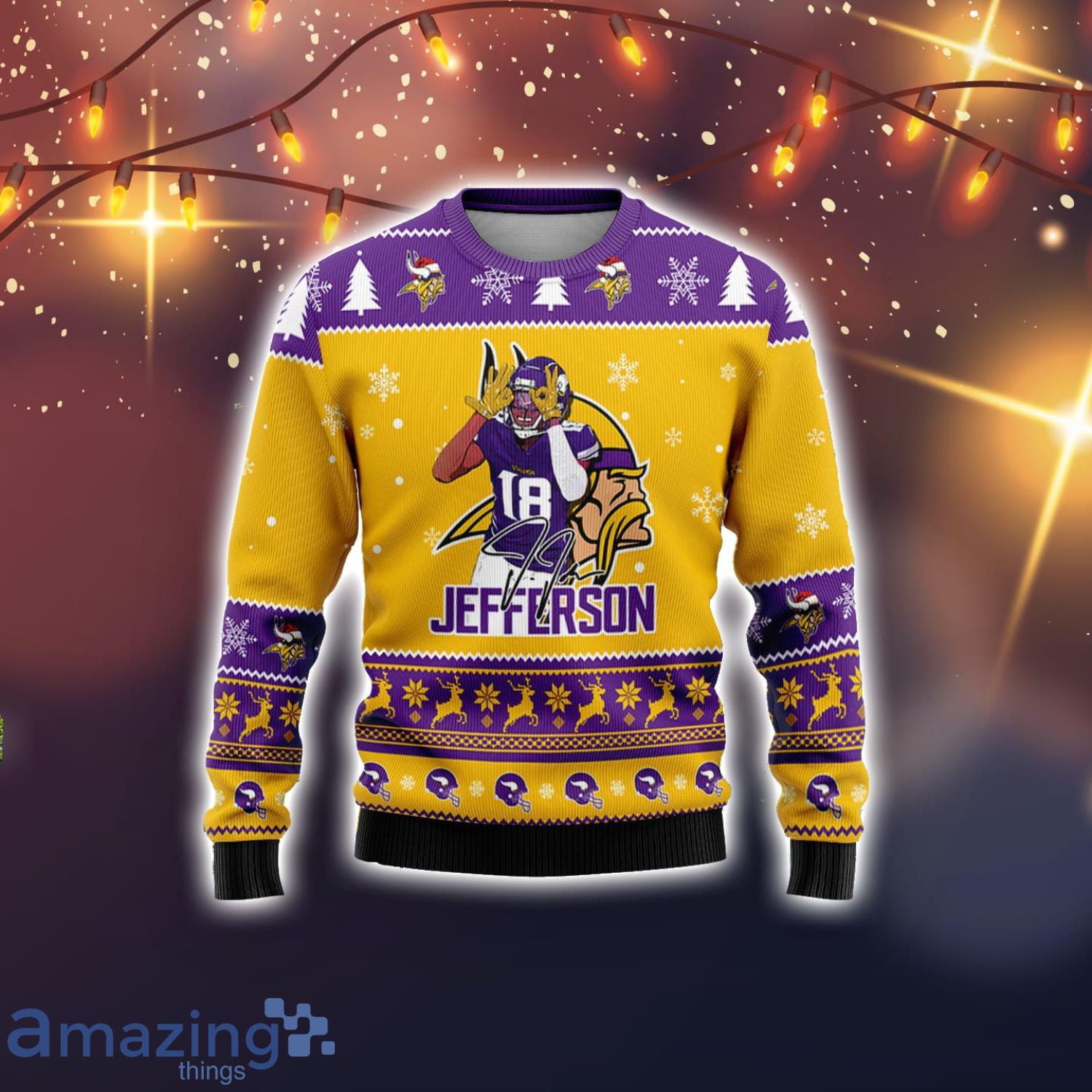 Vikings Nfl Custom Name Number Ugly Christmas Sweater - Shibtee