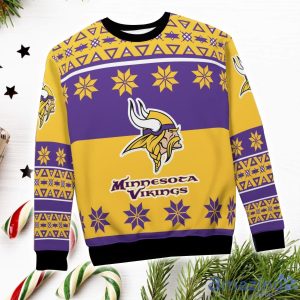 Minnesota Vikings Logo Big Snowflake Pattern Ugly Christmas Sweater Product Photo 4