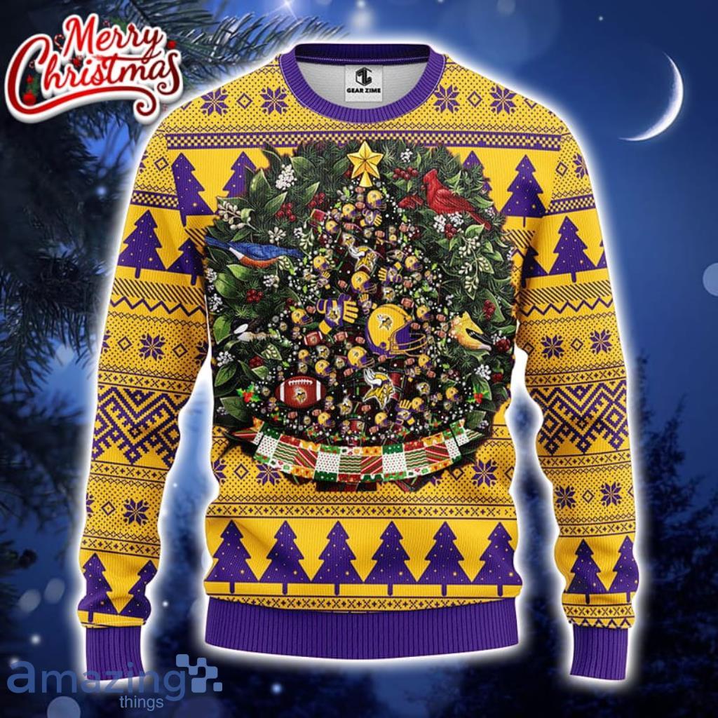 Minnesota Vikings Ugly Christmas Raglan Pajamas Set