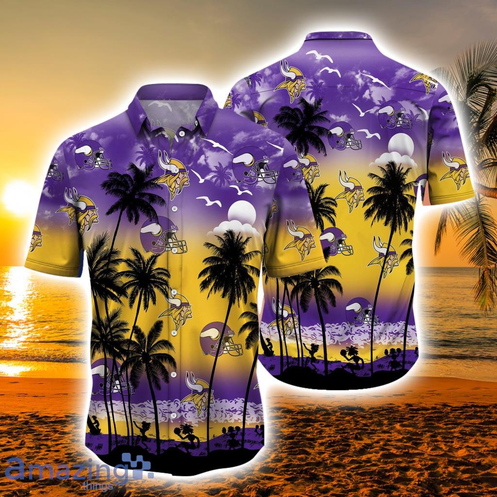 Nfl Minnesota Vikings Coconut Trees Hawaiian Shirt