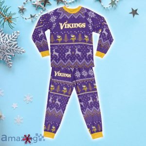 Minnesota Vikings Ugly Christmas Raglan Pajamas Set Product Photo 2