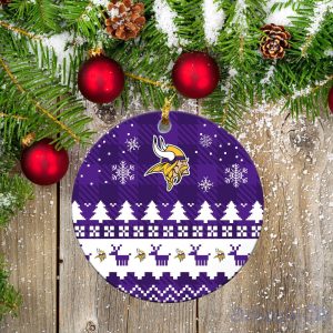 Minnesota Vikingss Ceramic Ornament Christmas Pixel Art Tartan Background Product Photo 2