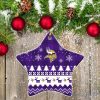 Minnesota Vikingss Ceramic Ornament Christmas Pixel Art Tartan Background