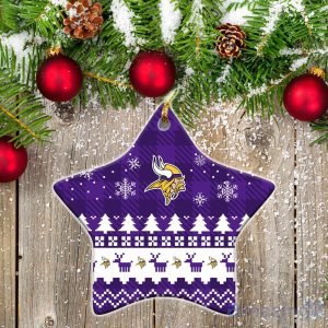 Minnesota Vikingss Ceramic Ornament Christmas Pixel Art Tartan Background Product Photo 1