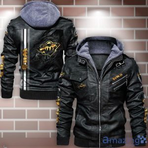 Minnesota Wild Striped Style Leather Jacket For Fans Product Photo 1