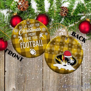 Missouri Tigers Ceramic Ornament Christmas Pixel Art Tartan Background Product Photo 1