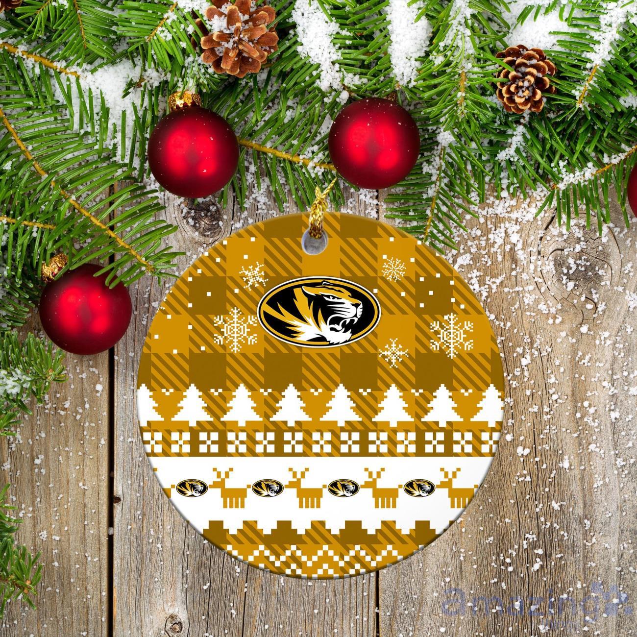 Missouri Tigers Ceramic Ornament Christmas Pixel Art Tartan Background Gift For Xmas image Missouri Tigers Ceramic Ornament Christmas Pixel Art Tartan Background Gift For Xmas Product Photo 2