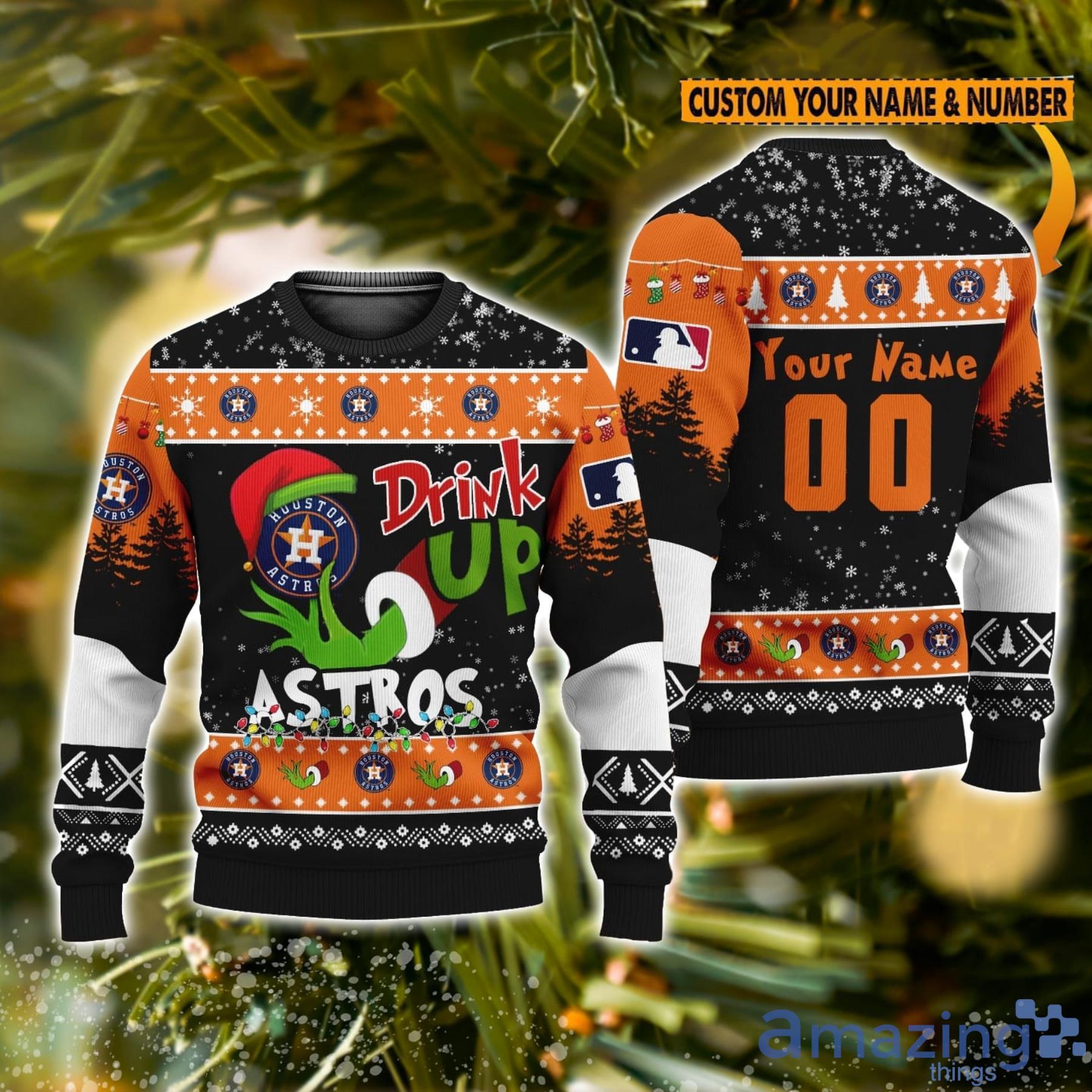 MLB Grinch Drink Up Houston Astros Custom Name And Number Ugly