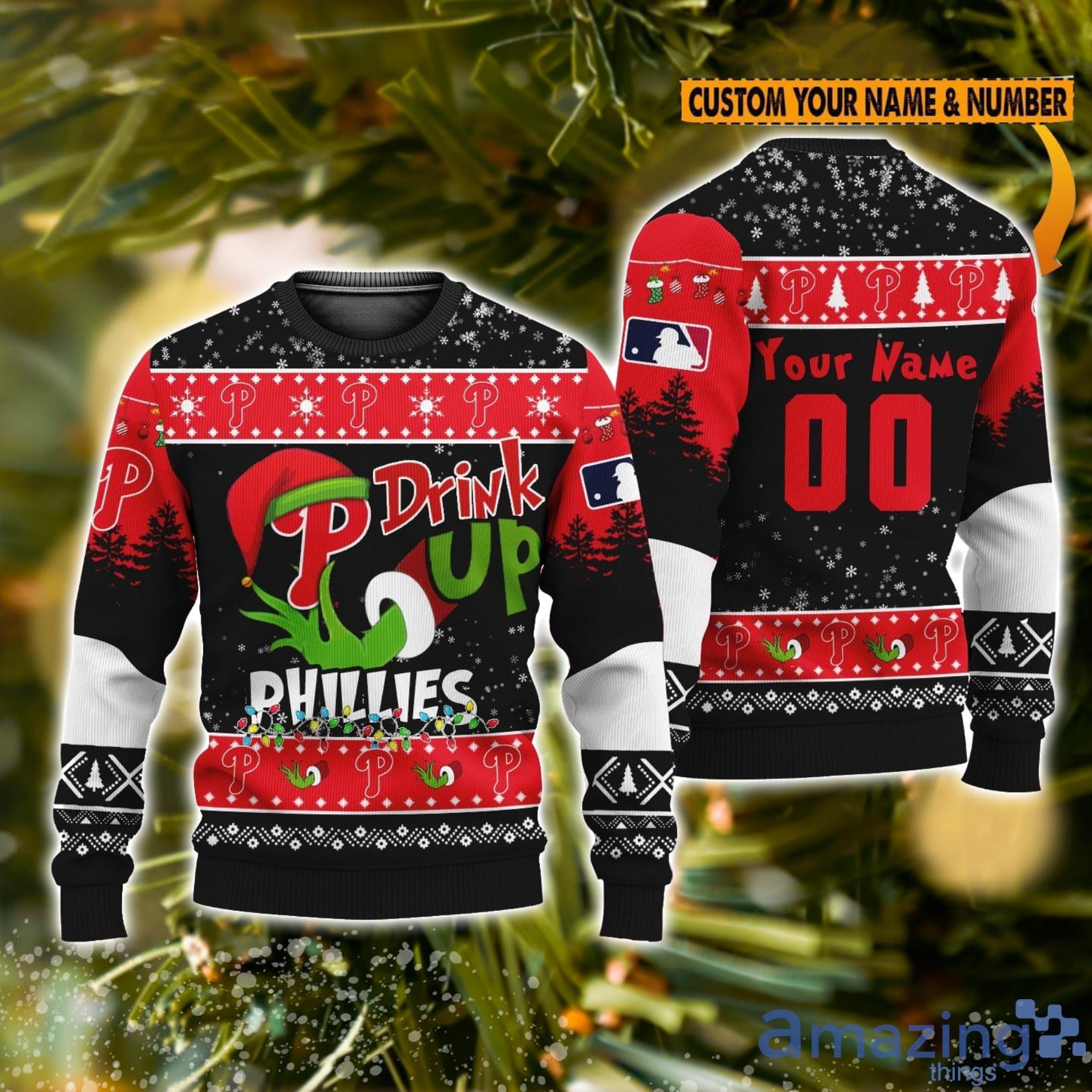 NFL Custom Name And Number Grinch Drink Up Denver Broncos Ugly Christmas  Sweaters Christmas Gift For Fans