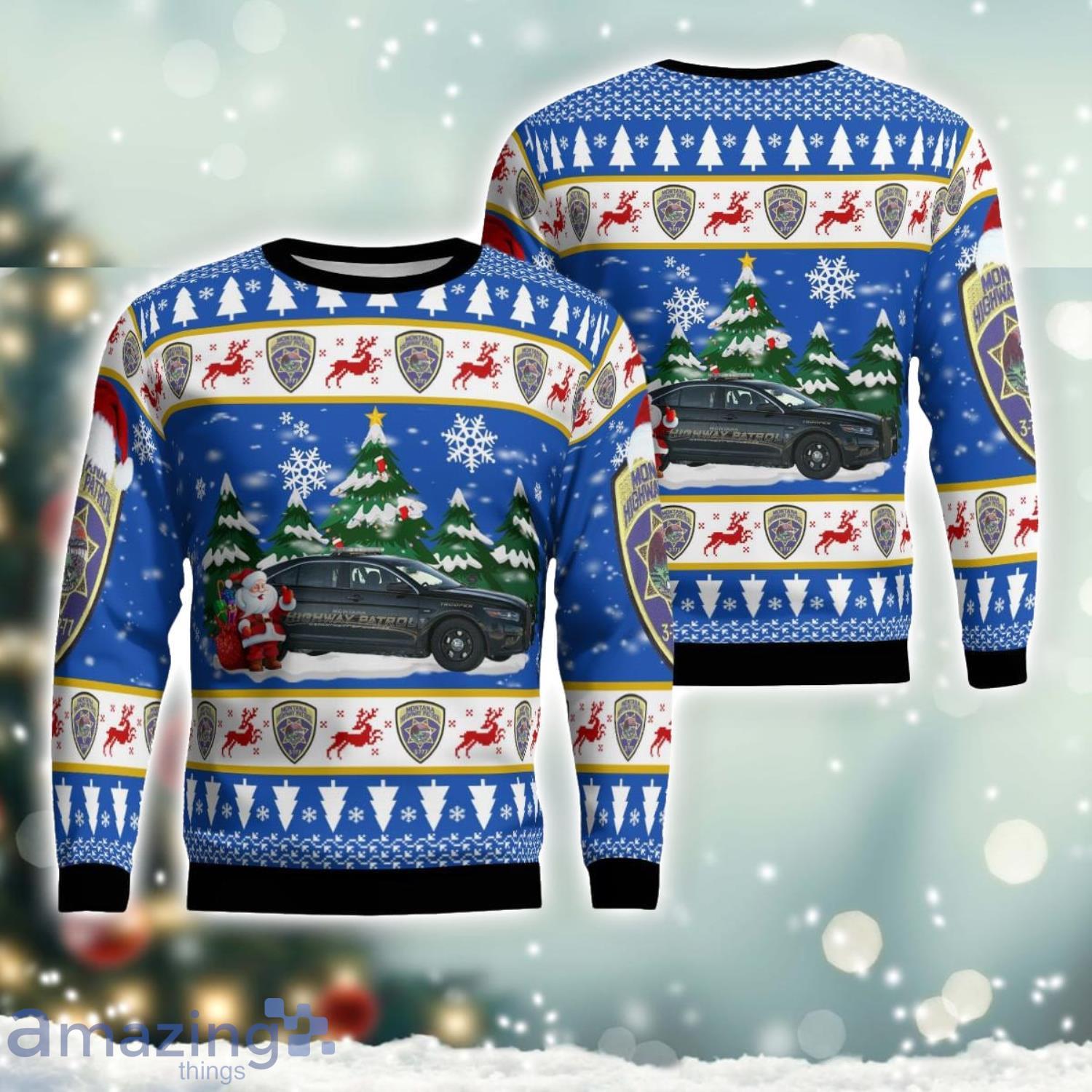 Montana Highway Patrol Ford Taurus 2016 Christmas Ugly Sweater Christmas Holidays Gift image Montana Highway Patrol Ford Taurus 2016 Christmas Ugly Sweater Christmas Holidays Gift Product Photo 1
