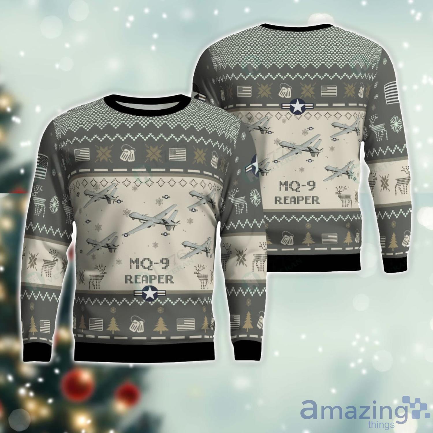MQ 9 Reaper MQ9 Aircraft Ugly Christmas Sweater Veteran Christmas Gift Sweater image MQ-9 Reaper MQ9 Aircraft Ugly Christmas Sweater Veteran Christmas Gift Sweater Product Photo 1