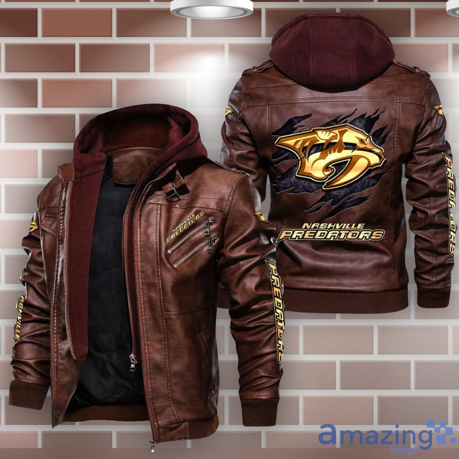 Nashville Predators Leather Jacket For Fans image Nashville Predators Leather Jacket For Fans Product Photo 2