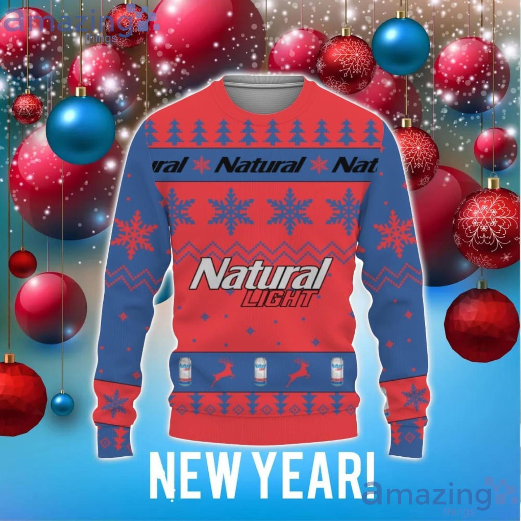 Natural Light Beers Big Snowflake Pattern Ugly Christmas 3D Sweater For Men And Women image Natural Light Beers Big Snowflake Pattern Ugly Christmas 3D Sweater For Men And Women Product Photo 1