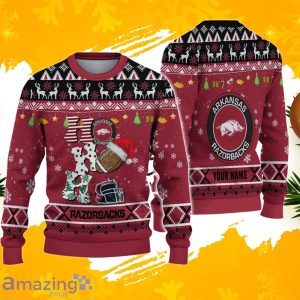 NCAA Arkansas Razorbacks HO HO HO Ugly Christmas Sweater Product Photo 1