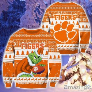NCAA Clemson Tigers Grinch Christmas Ugly Sweater Product Photo 1