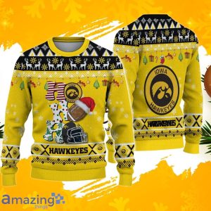 NCAA Iowa Hawkeyes HO HO HO Ugly Christmas Sweater Custom Name Product Photo 1