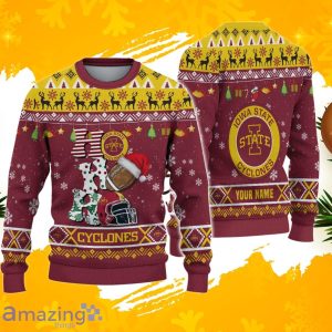 NCAA Iowa State Cyclones HO HO HO Ugly Christmas Sweater Custom Name Product Photo 1