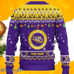 NCAA LSU Tigers HO HO HO Ugly Christmas Sweater Custom Name Product Photo 3