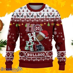 NCAA Mississippi State Bulldogs HO HO HO Ugly Christmas Sweater Custom Name Product Photo 2