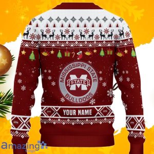 NCAA Mississippi State Bulldogs HO HO HO Ugly Christmas Sweater Custom Name Product Photo 3