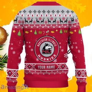 NCAA Northern Illinois Huskies HO HO HO Ugly Christmas Sweater Custom Name Product Photo 3