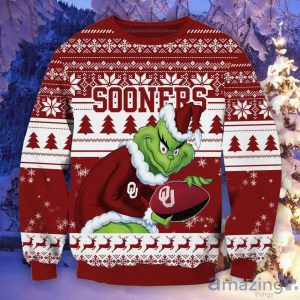 NCAA Oklahoma Sooners Grinch Christmas Ugly Sweater image NCAA Oklahoma Sooners Grinch Christmas Ugly Sweater Product Photo 2