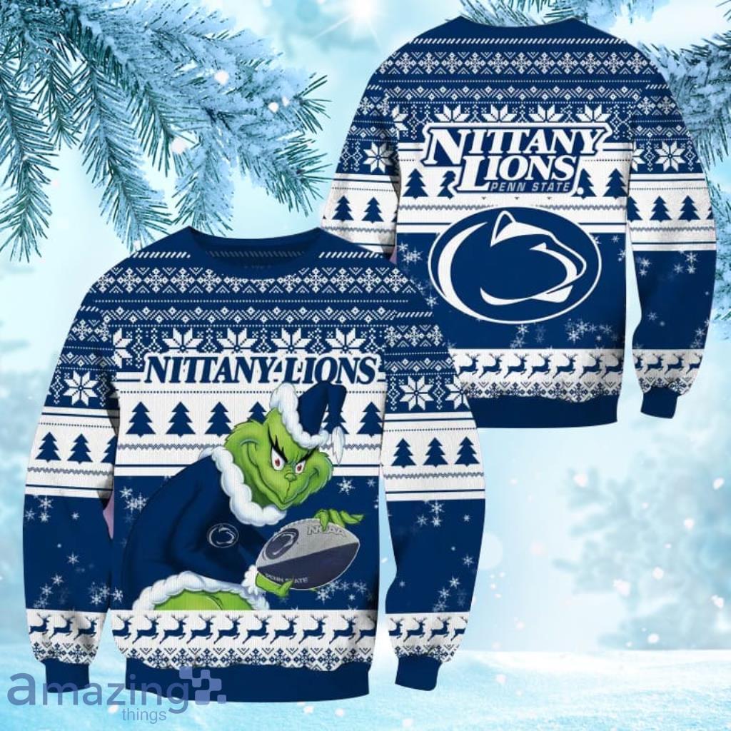 NCAA Penn State Nittany Lions Grinch Personalized Christmas Ugly Sweater 3D Gift For Big Fans image NCAA Penn State Nittany Lions Grinch Personalized Christmas Ugly Sweater 3D Gift For Big Fans Product Photo 1