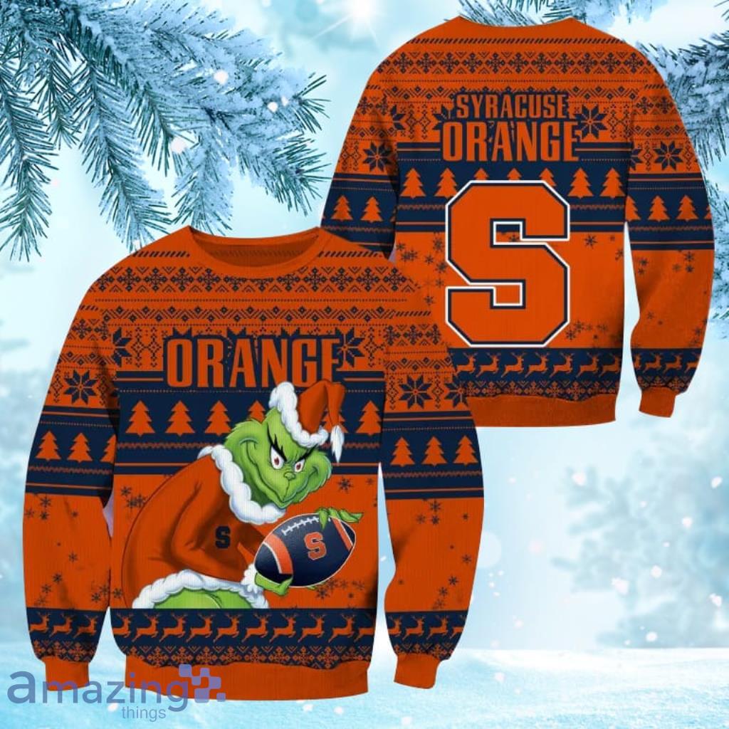 NCAA Syracuse Orange Grinch Personalized Christmas Ugly Sweater 3D Gift For Big Fans image NCAA Syracuse Orange Grinch Personalized Christmas Ugly Sweater 3D Gift For Big Fans Product Photo 1