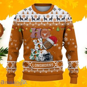 NCAA Texas Longhorns HO HO HO Ugly Christmas Sweater Custom Name Product Photo 2