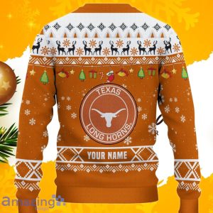 NCAA Texas Longhorns HO HO HO Ugly Christmas Sweater Custom Name Product Photo 3