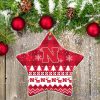 Nebraska Cornhuskers Ceramic Ornament Christmas Pixel Art Tartan Background Gift For Xmas