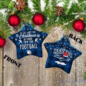 Nevada Wolf Pack Ceramic Ornament Christmas Pixel Art Tartan Background Product Photo 2