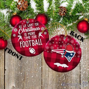 New England Patriots Ceramic Ornament Christmas Pixel Art Tartan Background Product Photo 1