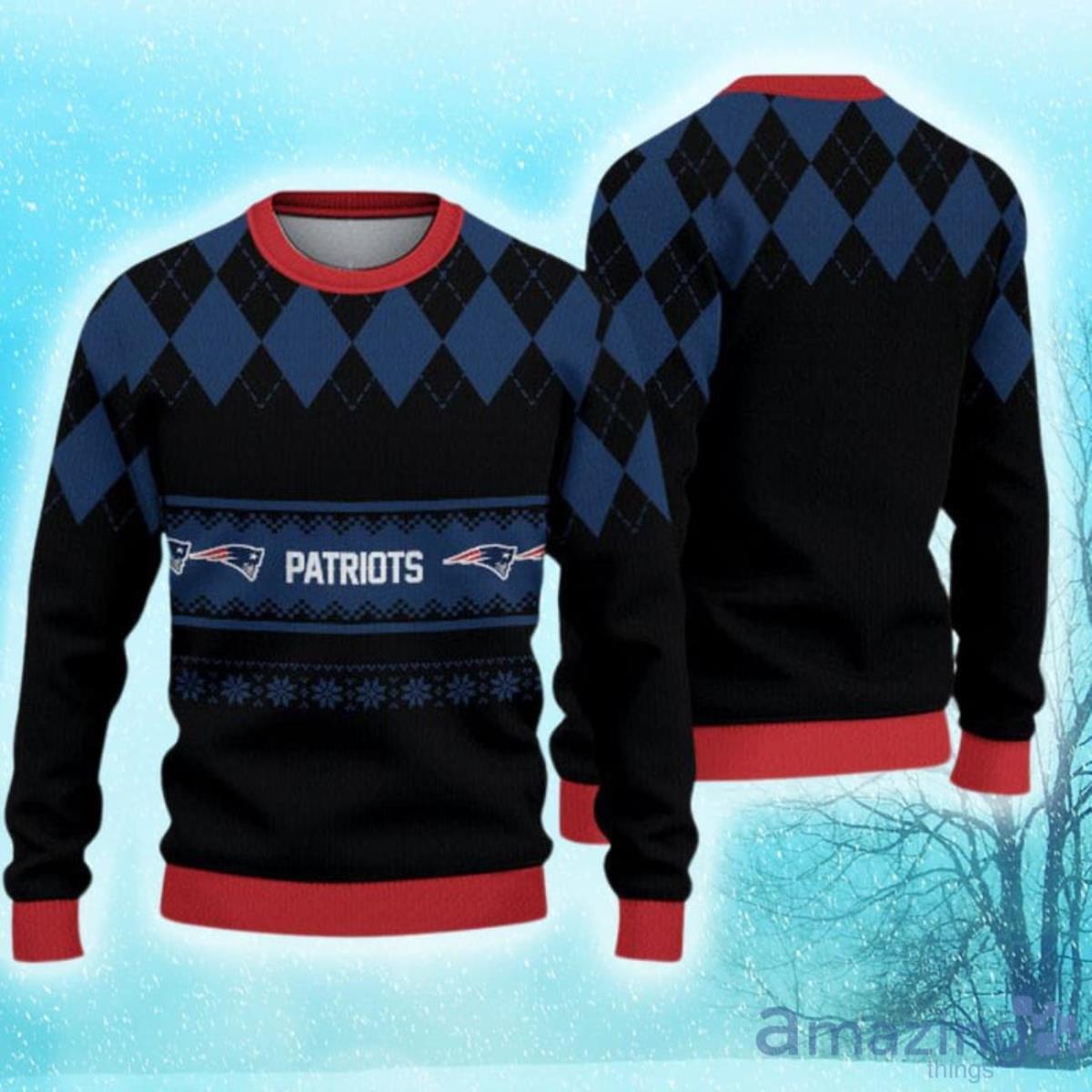 New England Patriots Christmas Caro Pattern Limited Edition Ugly Sweater image New England Patriots Christmas Caro Pattern Limited Edition Ugly Sweater Product Photo 1