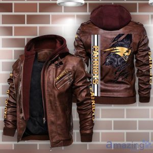 New England Patriots Striped Style Leather Jacket For Fans Product Photo 2