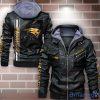 New England Patriots Striped Style Leather Jacket For Fans