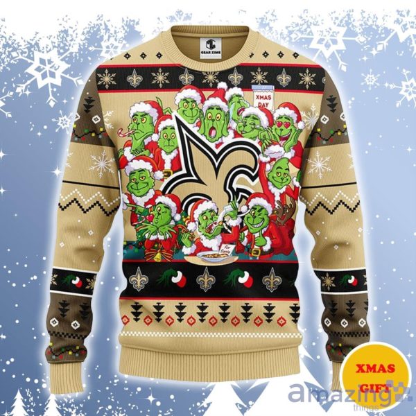 Cute Grinch American Football New Orleans Saints Ugly Christmas Sweater