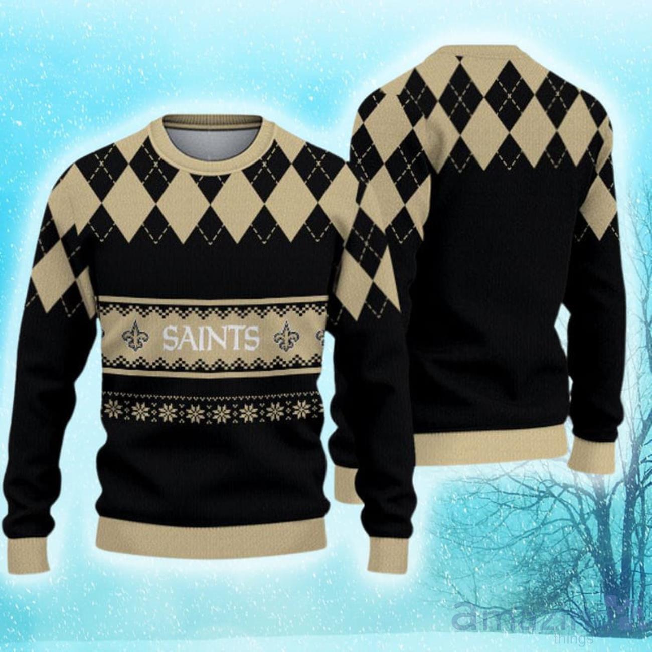 New Orleans Saints Christmas Caro Pattern Limited Edition Ugly Sweater image New Orleans Saints Christmas Caro Pattern Limited Edition Ugly Sweater Product Photo 1