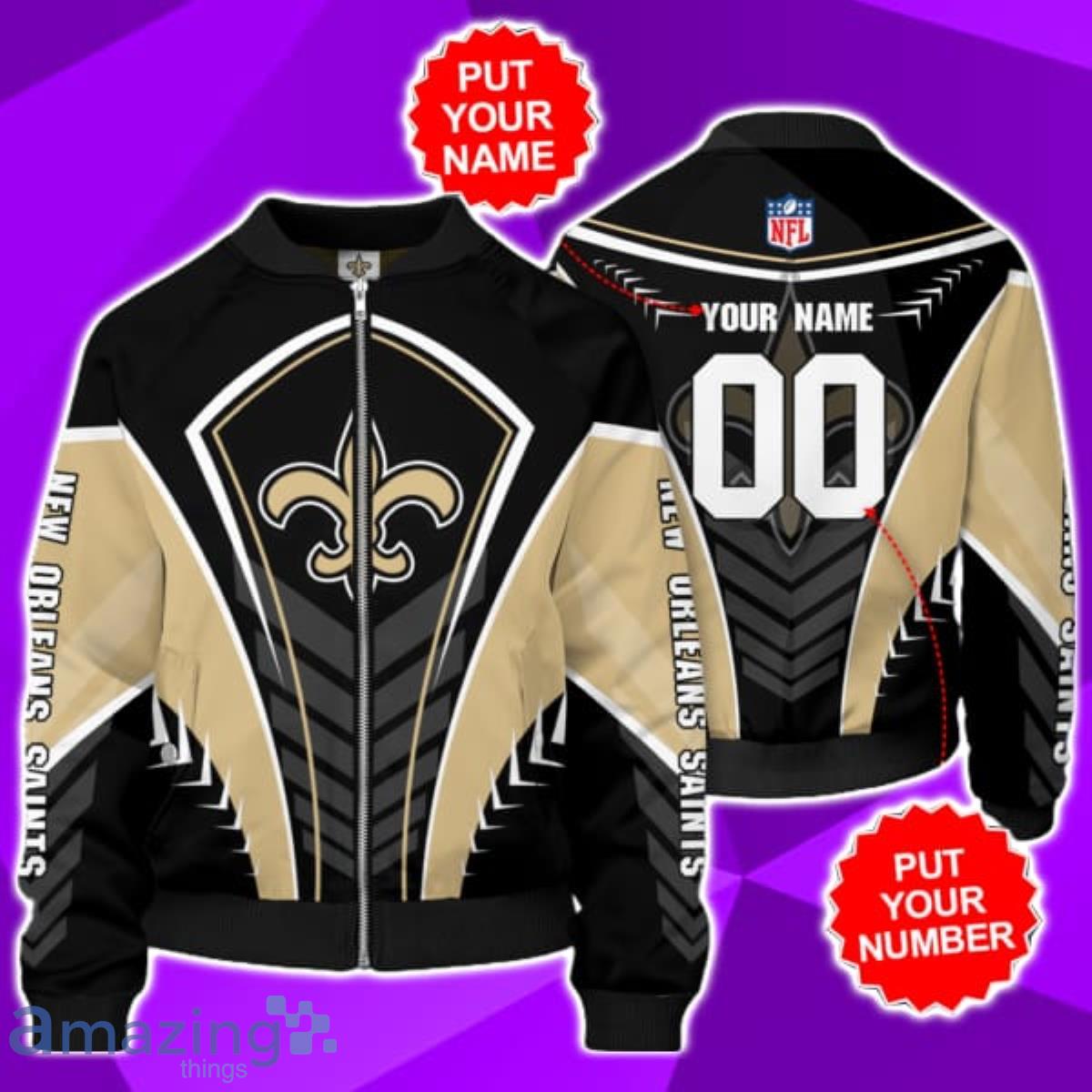 New Orleans Saints Custom Name And Number 3D Bomber Jacket Unique Gift