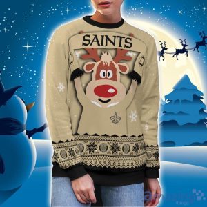 New Orleans Saints Cute Reindeer Ugly Christmas Sweater Christmas Party Gift image New Orleans Saints Cute Reindeer Ugly Christmas Sweater Christmas Party Gift Product Photo 2