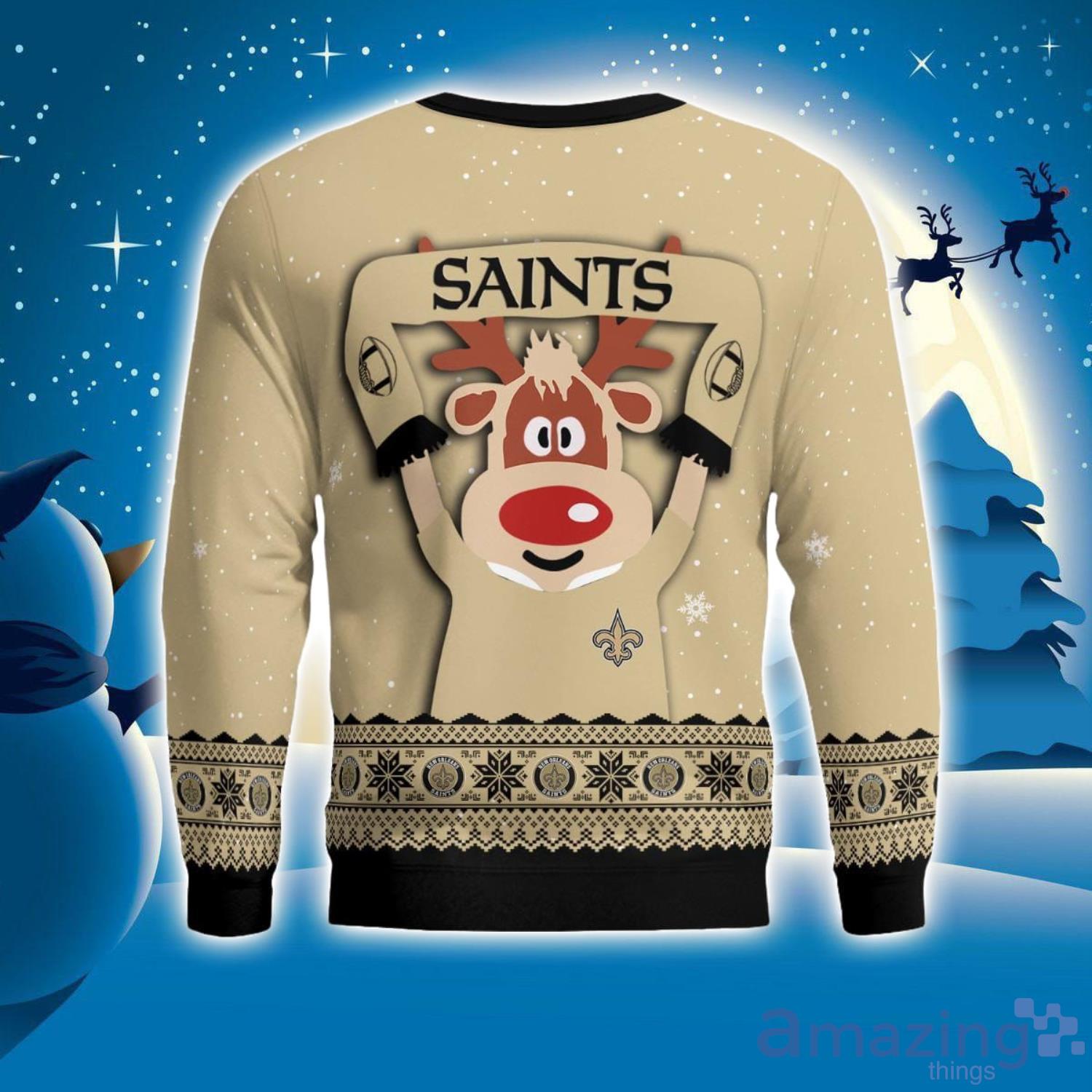 New Orleans Saints Cute Reindeer Ugly Christmas Sweater Christmas Party Gift image New Orleans Saints Cute Reindeer Ugly Christmas Sweater Christmas Party Gift Product Photo 4