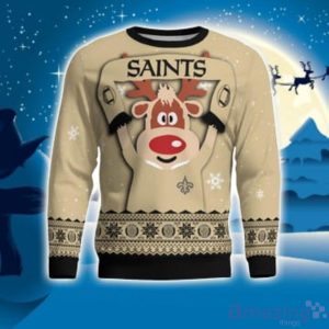 New Orleans Saints Cute Reindeer Ugly Christmas Sweater Christmas Party Gift Product Photo 1
